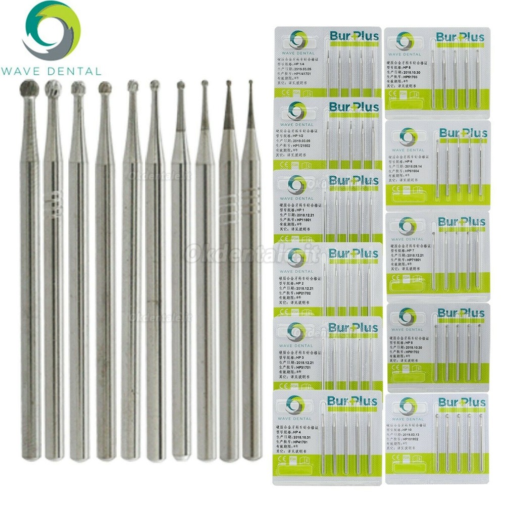 10 Pezzi WaveDental frese in metallo duro 1/4 1/2 1 2 3 4 5 6 7 8 10# per manipolo dritto